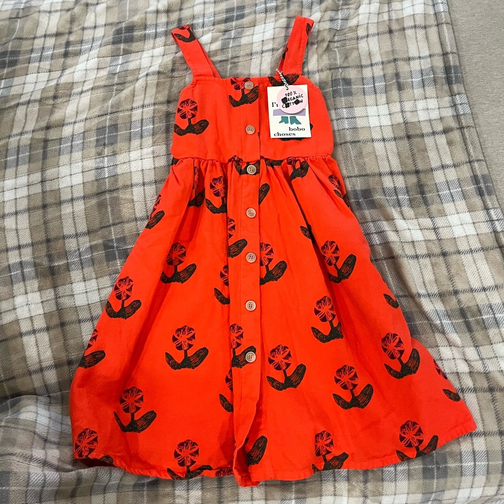 Bobo Choses Red Floral Button-Down Dress